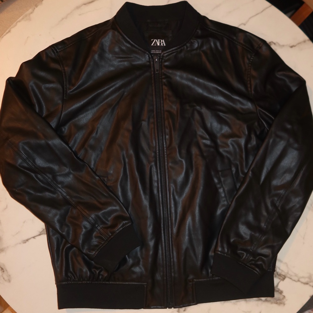 Zara Leather Bomber Jacket